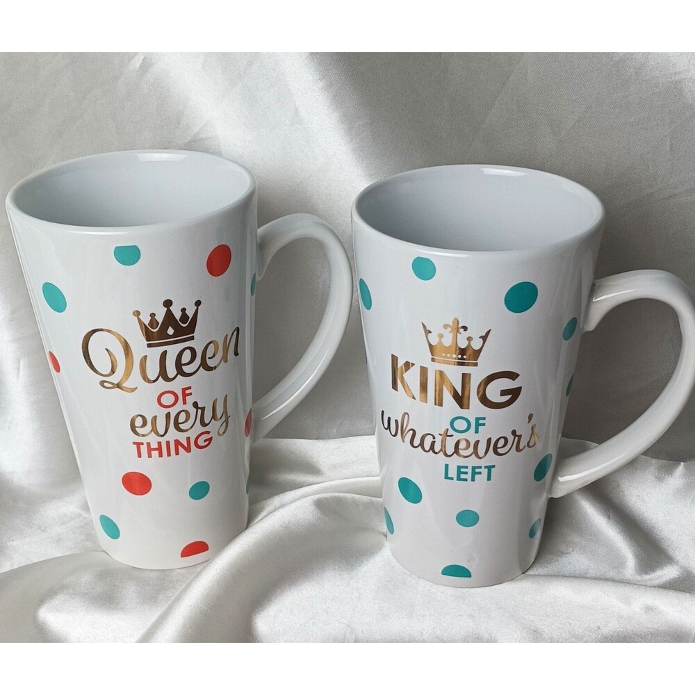 AMERICAN ATERLIER QUEEN OF EVERYTHING AND KING TALL MUG SET OF 2